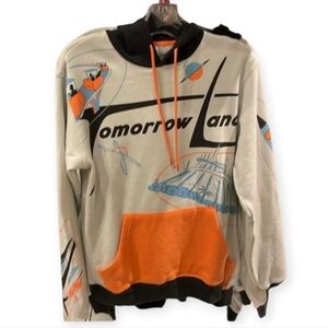 Disney Parks Disneyland TomorrowLand Pullover Hoodie Size XS NWT Gray Orange Blk